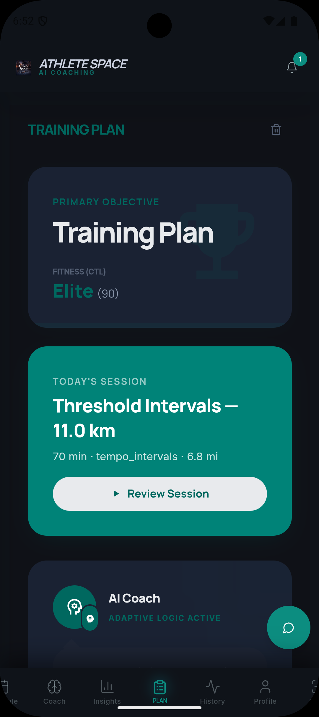 Athlete Space generated training plan