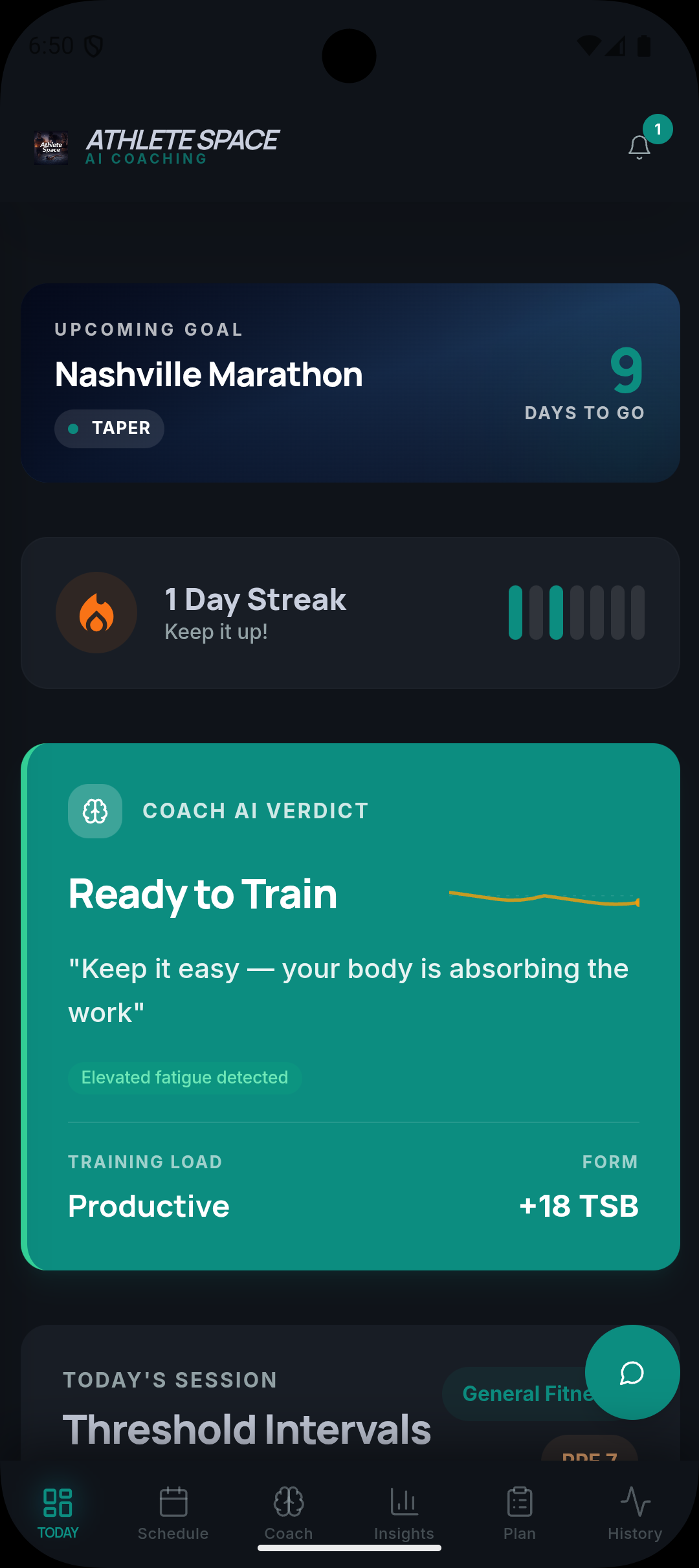 Athlete Space today view